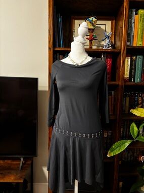 Kimchi Blue Black Long-Sleeve Eyelet-Trim A-Line Dress